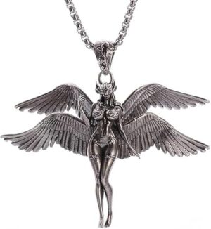 (1 Pc) Silver Tone Winged Warrior Pendant Necklace for men and women or car pendant AL21016-Silver-B0DRWLQ1GS
