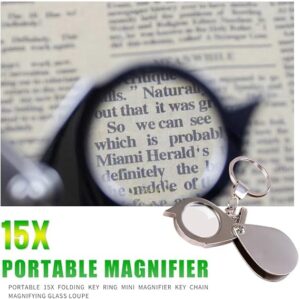 30X15mm Portable Folding Key Ring Mini Magnifier Key Chain Magnifying Durable Glass Loupe Pocket Tool Holiday Gift Supplies New-B0F6G87YH2