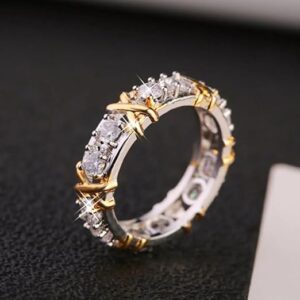 1PCs Fashion Cubic Zirconia Delicate Ring for Women Couple Jewelry Cross Geometric CZ Dancing Party Wedding Rings Anillos Para Mujer-B0DV9XTXPV