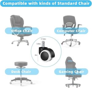Office Chair Caster Wheels Replacement(Set of 5) for Hardwood Floors and Carpet- Heavy Duty Caster Support up to 1000bls, Office Rubber Chair Wheels,2 inch,Universal Size (GrayXBlack)-B0F29D63Z2
