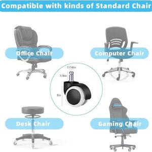 Office Chair Caster Wheels Replacement(Set of 5) for Hardwood Floors and Carpet- Heavy Duty Caster Support up to 1000bls, Office Rubber Chair Wheels,2 inch,Universal Size (GrayXBlack)-B0F29D63Z2