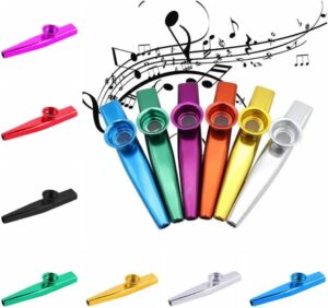 Metal Kazoo Harmonica Mouth Flute Kids Party Gift Musical Instrument Professional Performce Diaphragm Guitar Ukulele Lovers (Blue)-B0DJVB1KMF