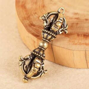 1PC Bronze Antiqued Chinese Tibetan Five Shares Dorje Vajra Pestle Handcraft Buddhist Religious Supplies Lucky Home Decor-B0DRSTZR7Y