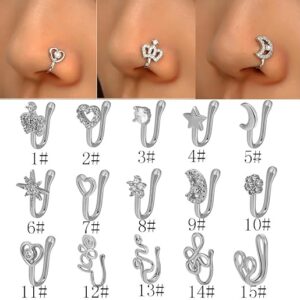 619e0WiHOXL._AC_SX522_ New 1 Pc Copper Nose Ring Fake Piercing Nose Cuff Clip On Nose Heart Star Ear Cuff Earring Body Jewelry for Women Girls Jewelry-B0DKCBHN5N