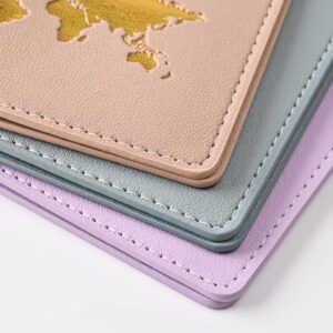 غطاء جواز سفر جديد بسيط وعصري  حامل جواز سفر رفيع للسفر، محفظة هدية من جلد البولي يوريثين، حافظة بطاقات للجنسين (ازرق داكن)-B0F59SLB92