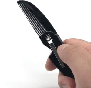 1 PC - Black Beard Comb Folding Pocket Clip Hair Mustache Beard Comb for Men 12Cm-B0CD2XSDVB