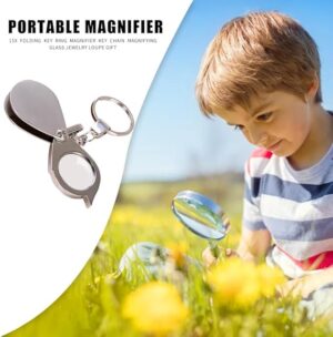 30X15mm Portable Folding Key Ring Mini Magnifier Key Chain Magnifying Durable Glass Loupe Pocket Tool Holiday Gift Supplies New-B0F6G87YH2