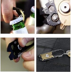 EDC Tool,GOMMLE Multi Tools 20 In 1 Carabiner Bottle/Can Opener/Ruler/Wrench/Screwdriver/Fishing Accessory/Nail Cleaner/Nail Drawer/Puller for Outdoor/Home Use Portable Foldable Pocket Key Chain-B098TWXKHV