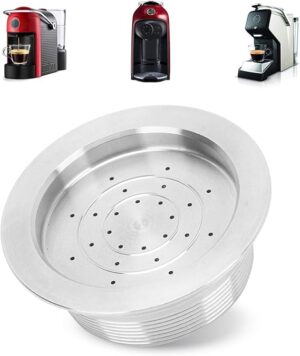 -FECAMOS Reusable Coffee Capsule, Refillable Pods with Spoon Brush, Stainless Steel, 304 Material, Suitable for LAVAZZA A MODO MIO JOLIE, ESPRIA, Series, 1 Count-B093QK9R51