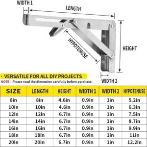 Sturdy Folding Shelf Brackets Small Arm White Heavy Duty Triangle Wall Mount Collapsible Shelf Bracket with Install Screws for Small Bench Table Space Saving 2 Pcs, (12 inch = 30.48 CM)-‎ B0DXCJKQPK
