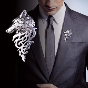 OneckOha Zinc Alloy Fox Brooches Vintage Animal Wolf Collar Pin Brooch Men's and Ladies Suit Pin 5cmX3cm-B0F34V8R3K
