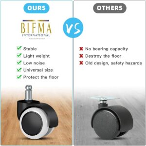 Office Chair Caster Wheels Replacement(Set of 5) for Hardwood Floors and Carpet- Heavy Duty Caster Support up to 1000bls, Office Rubber Chair Wheels,2 inch,Universal Size (GrayXBlack)-B0F29D63Z2
