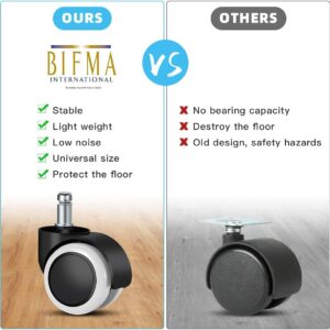 Office Chair Caster Wheels Replacement(Set of 5) for Hardwood Floors and Carpet- Heavy Duty Caster Support up to 1000bls, Office Rubber Chair Wheels,2 inch,Universal Size (GrayXBlack)-B0F29D63Z2