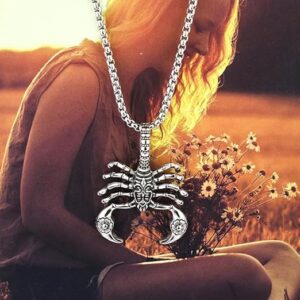61qW+9XhMPL._AC_SX522_ 1Pcs Unique Scorpion Pendant Chain Necklace, Stainless Steel Accessory for Men, Trendy Hip-Hop Style Jewelry with Hollow Out Design-B0DKG68G9J