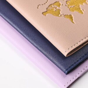 غطاء جواز سفر جديد بسيط وعصري  حامل جواز سفر رفيع للسفر، محفظة هدية من جلد البولي يوريثين، حافظة بطاقات للجنسين (ازرق داكن)-B0F59SLB92