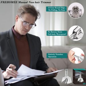 1pcs Manual Nose Hair Trimmer for Man & Woman,No Battery Required,Trimmer for Nose,Ear,Moustache and Whiskers Hair,Waterproof,Stainless Steel with Brush,Nasal Clippers-B0DL2TTV6R