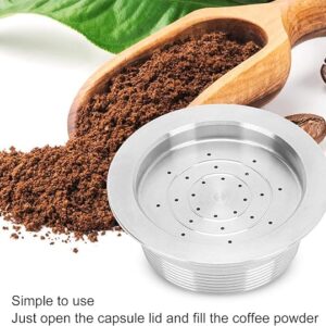 -FECAMOS Reusable Coffee Capsule, Refillable Pods with Spoon Brush, Stainless Steel, 304 Material, Suitable for LAVAZZA A MODO MIO JOLIE, ESPRIA, Series, 1 Count-B093QK9R51