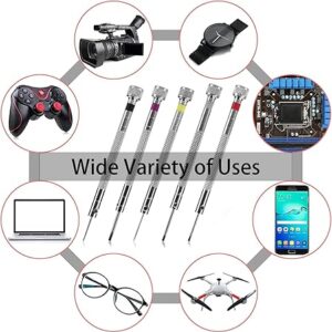 Precision Screwdriver Set, 5PCS Watch Screwdriver Set Reversible Blade Screwdriver for Glasses Repair Kit & Watch Back Removal Tool, Flat Head Screwdriver for Watch, Eyeglasses Jewelry Repair-B0CTXJK47M