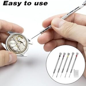 71da+edAchL._AC_SY450_ Precision Screwdriver Set, 5PCS Watch Screwdriver Set Reversible Blade Screwdriver for Glasses Repair Kit & Watch Back Removal Tool, Flat Head Screwdriver for Watch, Eyeglasses Jewelry Repair-B0CTXJK47M