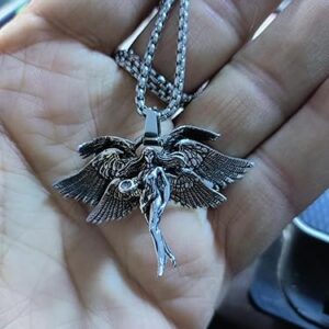 (1 Pc) Vintage Gothic Crucifixion Skull Pendant Necklace for Men Statement Street Ride Party Jewelry Accessories AL18999-Silver-B0DRSYXGV6