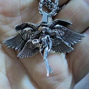 (1 Pc) Vintage Gothic Crucifixion Skull Pendant Necklace for Men Statement Street Ride Party Jewelry Accessories AL18999-Silver-B0DRSYXGV6