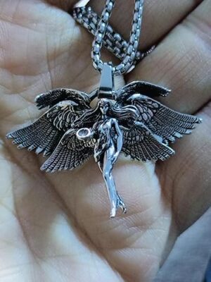 (1 Pc) Vintage Gothic Crucifixion Skull Pendant Necklace for Men Statement Street Ride Party Jewelry Accessories AL18999-Silver-B0DRSYXGV6