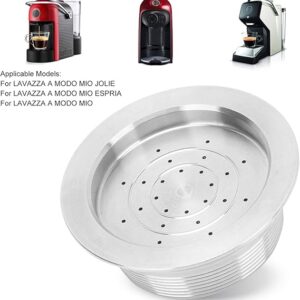 -FECAMOS Reusable Coffee Capsule, Refillable Pods with Spoon Brush, Stainless Steel, 304 Material, Suitable for LAVAZZA A MODO MIO JOLIE, ESPRIA, Series, 1 Count-B093QK9R51