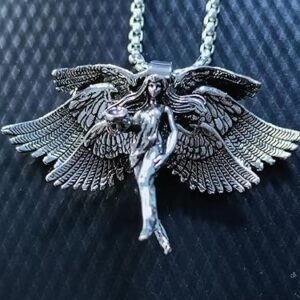 (1 Pc) Vintage Gothic Crucifixion Skull Pendant Necklace for Men Statement Street Ride Party Jewelry Accessories AL18999-Silver-B0DRSYXGV6