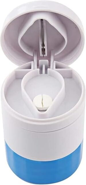 Pill Cutter 4 in 1 Pill Splitter, Pill Crusher Grinder, Pill Box, Water Cup for Big & Small Pills Blue Color May Vary كسارة حبوب لسهولة تناولها 4 في 1-B0BYVMZ49B