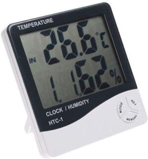 Digital White LCD Display Temperature Humidity Meter Hygrometer Clock Calendar HTC-1-B091C1T38J