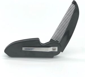 1 PC - Black Beard Comb Folding Pocket Clip Hair Mustache Beard Comb for Men 12Cm-B0CD2XSDVB