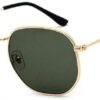 MySouq-Store [Gold-Dark green]Retro Square Sunglasses for Men/Women Fashion Small Frame Polygon Sun Glasses Vintage Metal Outdoor Driving Eyewear-B0CDNQVPM5