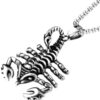 1Pcs Unique Scorpion Pendant Chain Necklace, Stainless Steel Accessory for Men, Trendy Hip-Hop Style Jewelry with Hollow Out Design-B0DKG68G9J