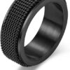 MySouq.Stote 1PCs Trendy Waterproof Stainless Steel Metal Spinner Mesh Wedding Band Ring for Men Women Release Stress Gift Charm Jewelry-B0DQFLWTM9
