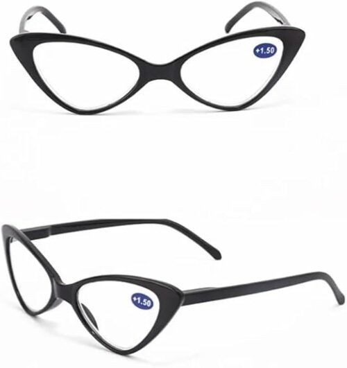 MySouq-Store Women Cat Eye Reading Glasses Anti Blue Light Magnifying Computer Glasses Clear Lens Black Frame Plus Reading Glasses As Shown-B0DQH69ZDD