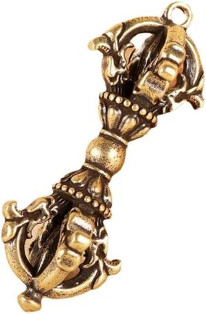1PC Bronze Antiqued Chinese Tibetan Five Shares Dorje Vajra Pestle Handcraft Buddhist Religious Supplies Lucky Home Decor-B0DRSTZR7Y