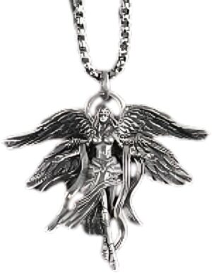 (1 Pc) Silver Tone Winged Warrior Pendant Necklace for men and women or car pendant AL21016-Silver-B0DRWLQ1GS