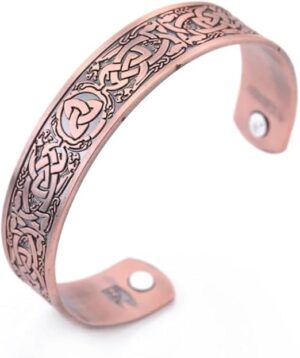 1Pcs Classic Bio Magnetic Copper Color Alloy Bracelet Cuff Bangle for Men Women Fashion Jewelry Gifts As Shown-B0DT8PFN16