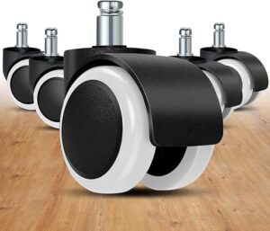 Office Chair Caster Wheels Replacement(Set of 5) for Hardwood Floors and Carpet- Heavy Duty Caster Support up to 1000bls, Office Rubber Chair Wheels,2 inch,Universal Size (GrayXBlack)-B0F29D63Z2