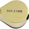 1Pcs magnifying glass Mini Small 20X21mm Pocket-Sized Metal Folding Movable Hand High Magnification Glass Jewelry Loupe Identification Loupe (Gold)-B0F6FM5MTM
