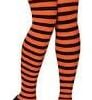 Women Girls Rainbow and Multicolor Striped Tights Opaque Stockings Full Length Pantyhose for Christmas Halloween Cosplay Traffic striped pant (Orange & Black)-B0DPK3YHLL