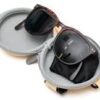 Fashion Folding Sunglasses Women's Designer Glasses UV400 Eyewear Lady Retro Sun Glasses Women's Goggles L14.5Cm brown -B0DG8MQJ61