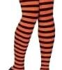 Women Girls Rainbow and Multicolor Striped Tights Opaque Stockings Full Length Pantyhose for Christmas Halloween Cosplay Traffic striped pant (Orange & Black)-B0DPK3YHLL