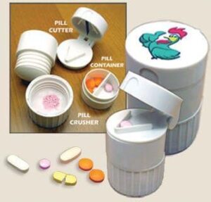 Pill Cutter 4 in 1 Pill Splitter, Pill Crusher Grinder, Pill Box, Water Cup for Big & Small Pills Blue Color May Vary كسارة حبوب لسهولة تناولها 4 في 1 Brand: Generic--B0F6ZLFP6W