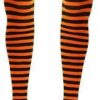 Women Girls Rainbow and Multicolor Striped Tights Opaque Stockings Full Length Pantyhose for Christmas Halloween Cosplay Traffic striped pant (Orange & Black)-B0DPK3YHLL