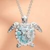 [1Pcs ] New Fashion Accessories One Big and One Small Turtle Pendant Necklace for Women Cute Animal Necklace Party Gift Jewelry Silver Color X Blue-B0DQ2KTNZB