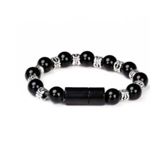 Beaded Bracelet USB Type-C Charging Cable, Universal Mobile Phone Fast Charger, 19cm, Black Brand: Generic-- B0F79P3QK8