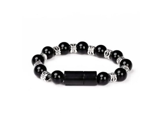 Beaded Bracelet USB Type-C Charging Cable, Universal Mobile Phone Fast Charger, 19cm, Black Brand: Generic-- B0F79P3QK8