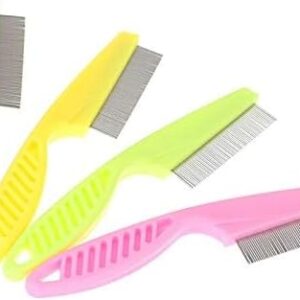 31iPzTmkafL._AC_ B0BSVN1N1L--Protect Flea Comb For Cats Dogs Pet Stainless Steel Comfort Flea Hair Grooming Tools Deworming Brush Short Long Hair Fur Remove (Random Color)