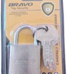 B0F89G1NDQ--MySouq-Store Bravo Heavy Duty Lock with 4 Keys, Silver - Small Size 3.5 * 5CM - 32MM- LT132